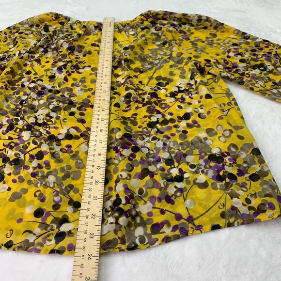 Apt 9 Womens Sz Small Yellow Purple Semi Sheet 3/4 Sleeve Blouse Tunic Top - Picture 6 of 7